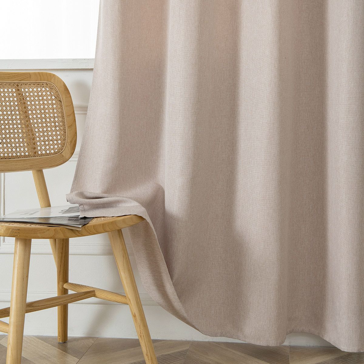 Beauty Home Κουρτίνα μεσαίας σκίασης με 8 μεταλλικούς κρίκους Illusion Art 8445 140x270 Μπεζ - Image 7