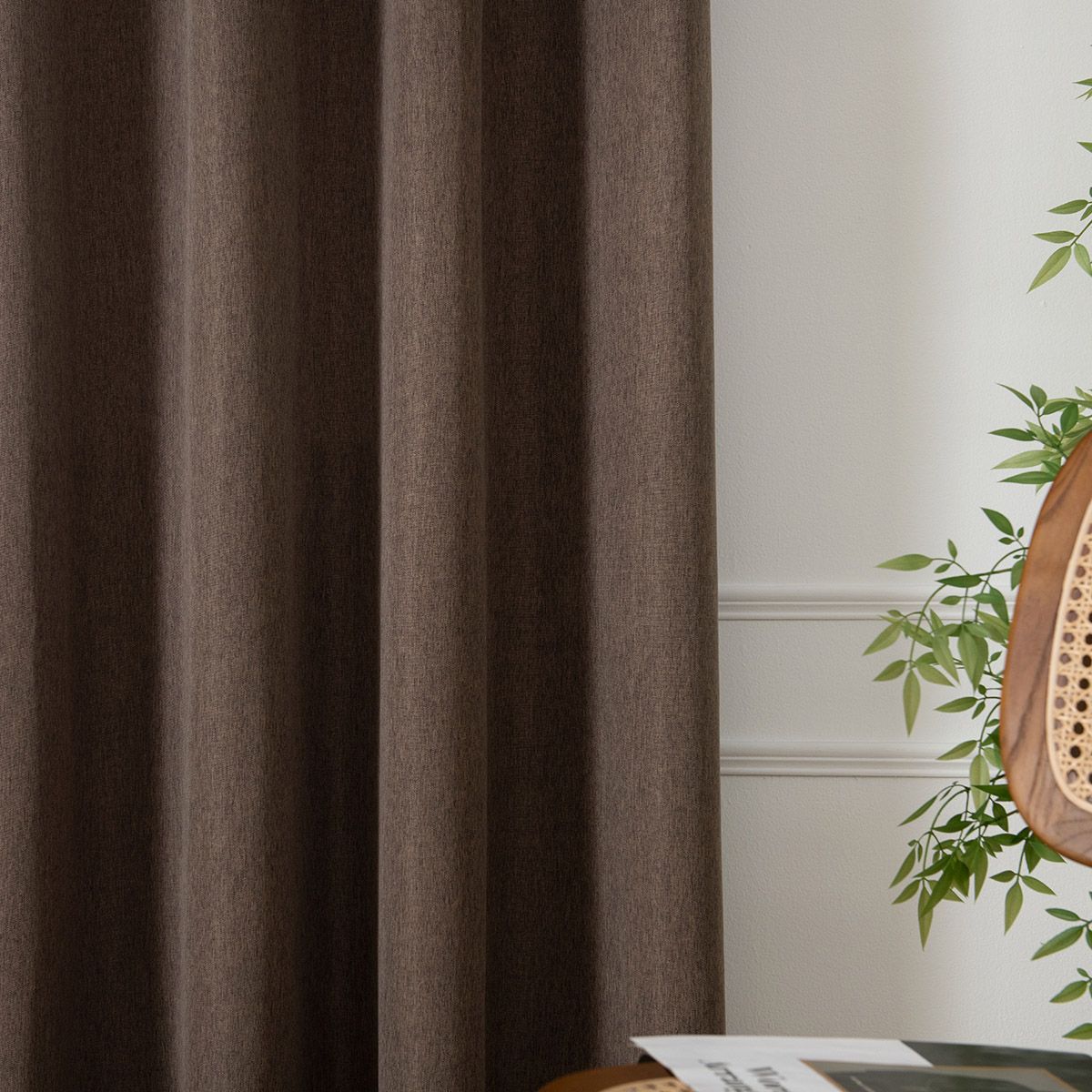 Beauty Home Κουρτίνα μεσαίας σκίασης με 8 μεταλλικούς κρίκους Illusion Art 8445 140x270 Καφέ - Image 3