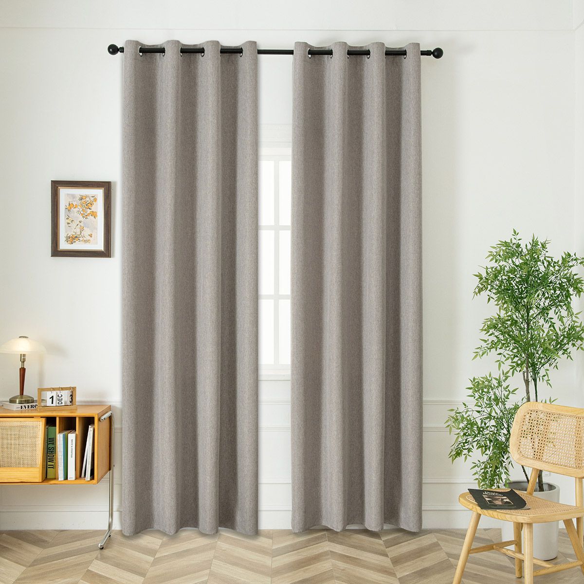 Beauty Home Κουρτίνα μεσαίας σκίασης με 8 μεταλλικούς κρίκους Illusion Art 8445 140x270 Γκρι