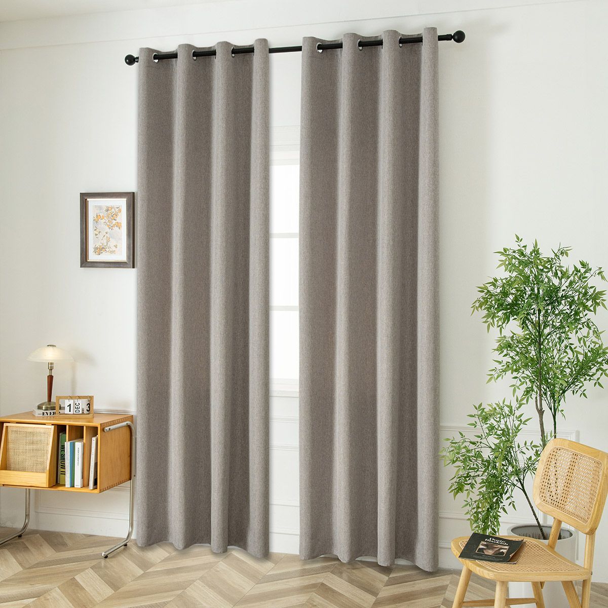 Beauty Home Κουρτίνα μεσαίας σκίασης με 8 μεταλλικούς κρίκους Illusion Art 8445 140x270 Γκρι - Image 2