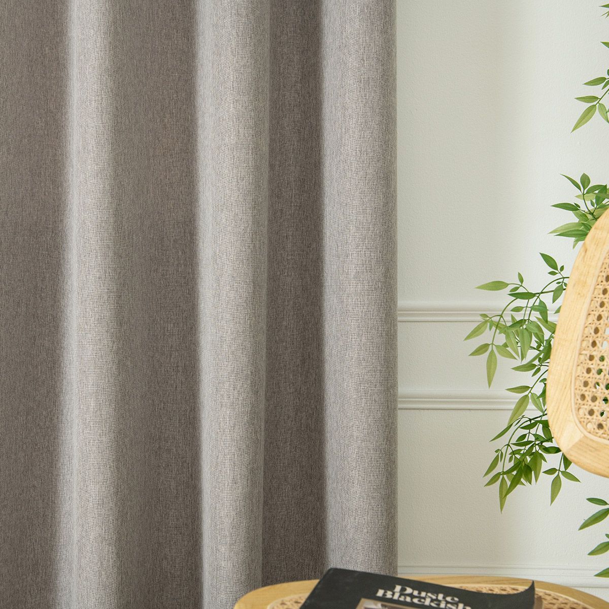 Beauty Home Κουρτίνα μεσαίας σκίασης με 8 μεταλλικούς κρίκους Illusion Art 8445 140x270 Γκρι - Image 4