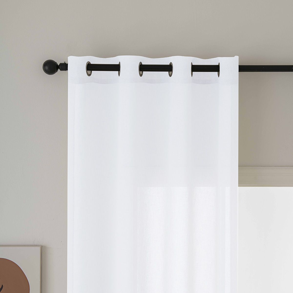 Beauty Home Κουρτίνα γάζα μονόχρωμη με 8 μεταλλικούς κρίκους Fit Art 8447 140x270 Λευκό - Image 5
