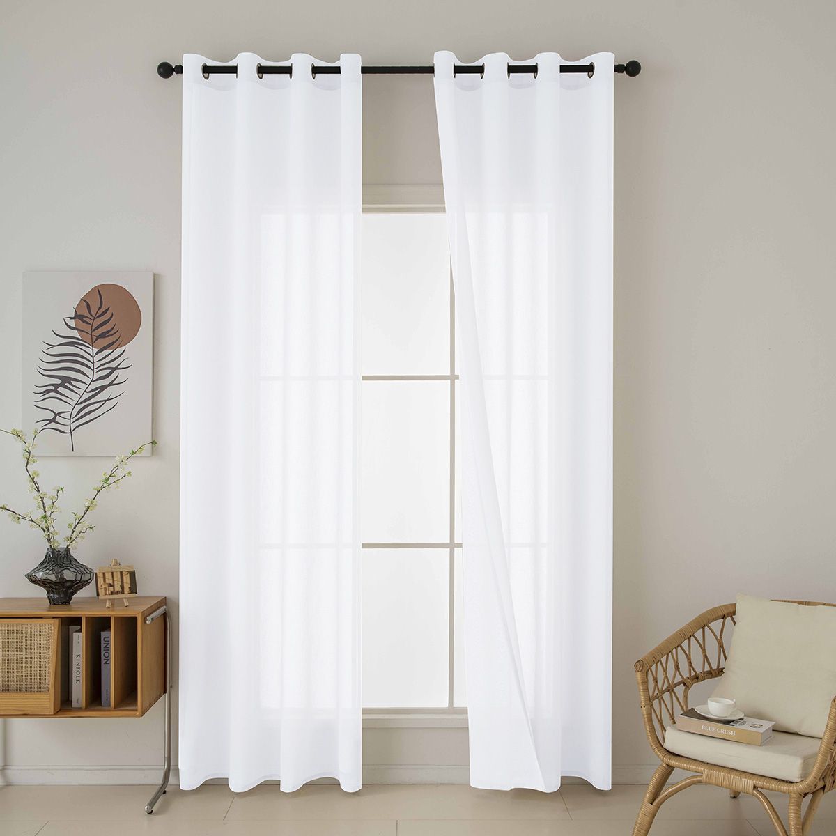 Beauty Home Κουρτίνα γάζα μονόχρωμη με 8 μεταλλικούς κρίκους Fit Art 8447 140x270 Λευκό - Image 7
