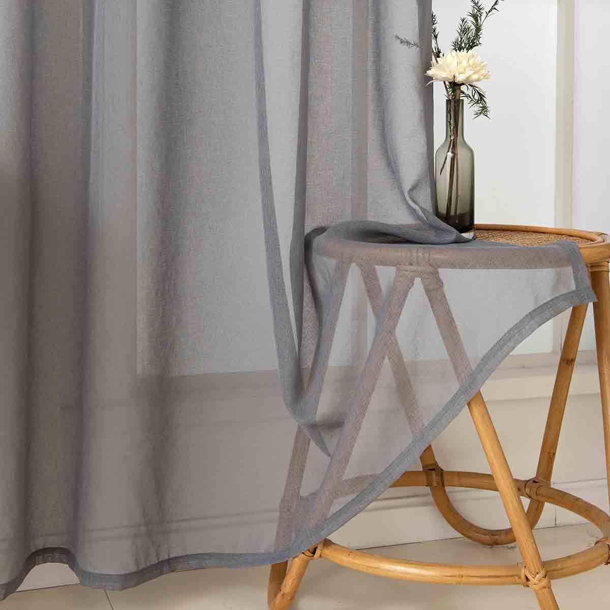 Beauty Home Ύφασμα κουρτίνας με το μέτρο γάζα Sharp Art 8448 Φ300 Άνθρακί - Image 3
