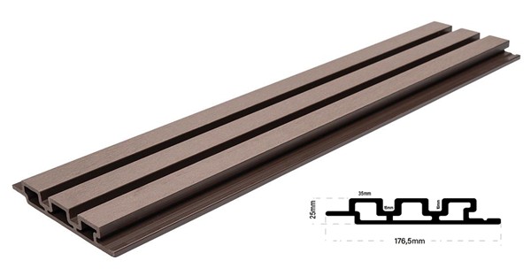 WPC PANEL ΜΕ 3D ΠΗΧΑΚΙΑ 25/176.5mm D.BROWN 8530 NewPlan - Image 4