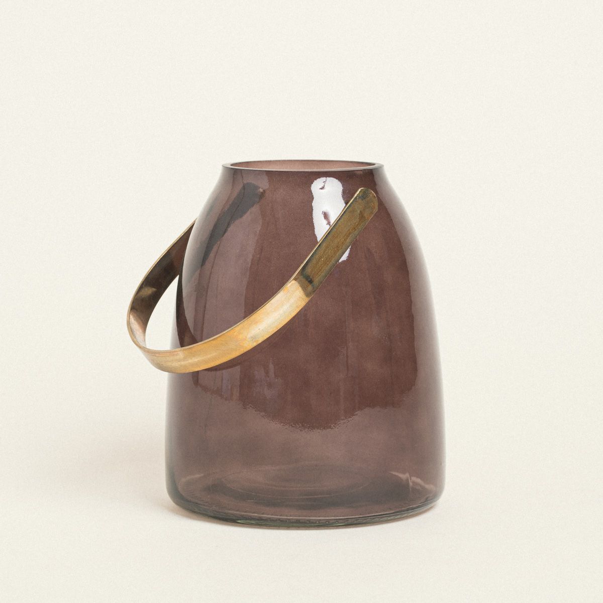 Beauty Home ΓΥΑΛΙΝΟ ΦΑΝΑΡΙ ΜΕ ΜΕΤΑΛΛΙΚΗ ΛΑΒΗ 14 x 16,5 CM ΣΟΚΟΛΑ - Image 2
