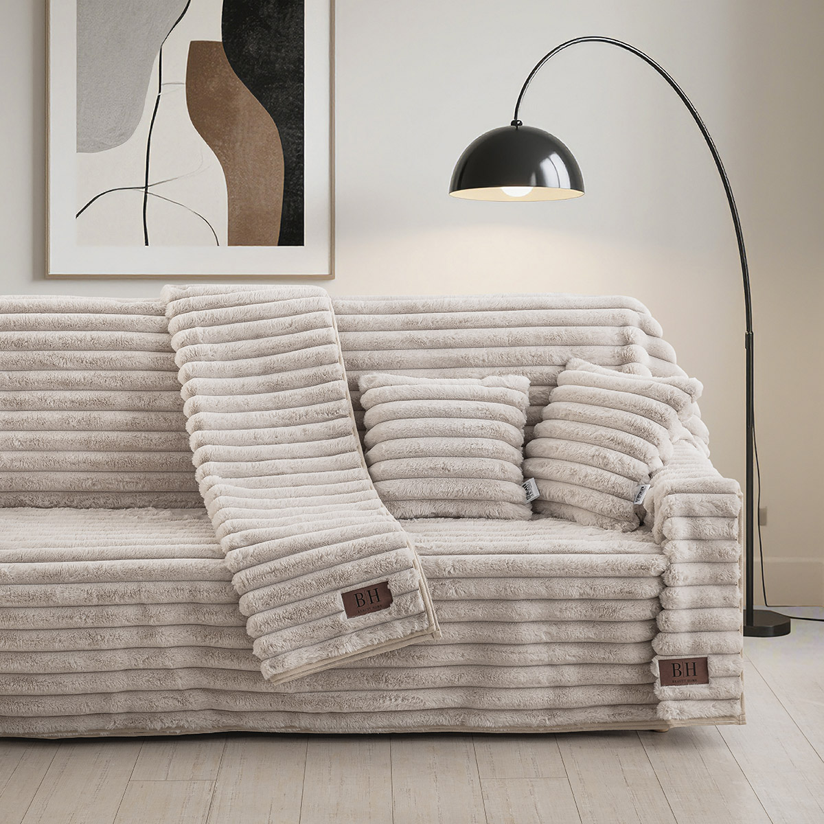 Beauty Home Γούνινο ριχτάρι Τριθέσιο Stripe Art 8725 180x300 Μπεζ