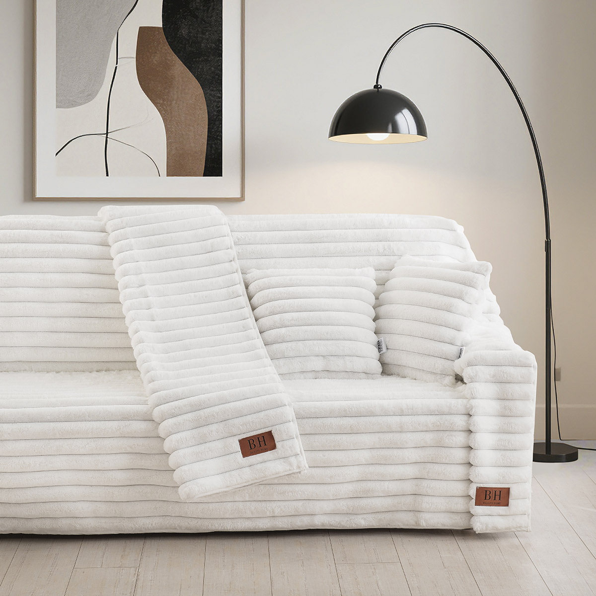 Beauty Home Γούνινη Μαξιλαροθήκη διακοσμητική Stripe Art 8728 40x40 Λευκό