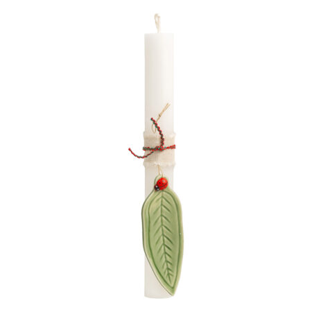 Beauty Home ΛΑΜΠΑΔΑ ΛΕΥΚΗ 25cm ΦΥΛΛΟ ΚΕΡΑΜΙΚΟ ΜΕ ΠΑΣΧΑΛΙΤΣΑ