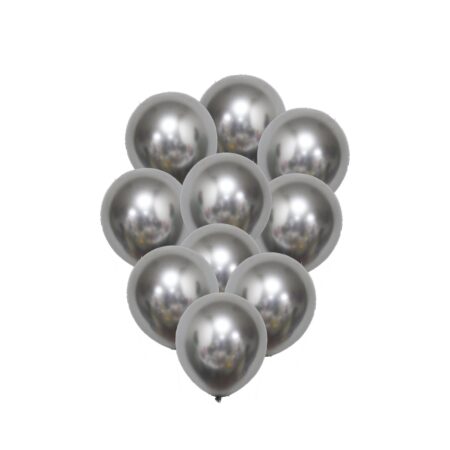 Beauty Home 10 Μπαλόνια Μεταλλικό Ασημί Ø30cm