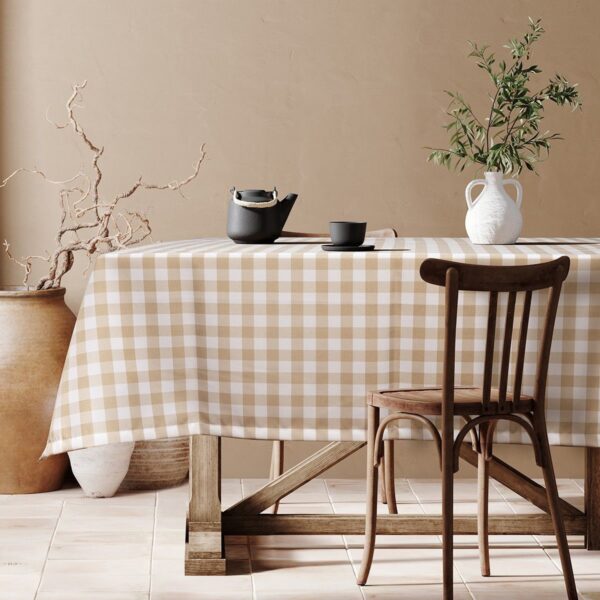 Beauty Home Επαγγελματικό τραπεζομάντηλο Checks Art Ε8033 145x180 Μπεζ