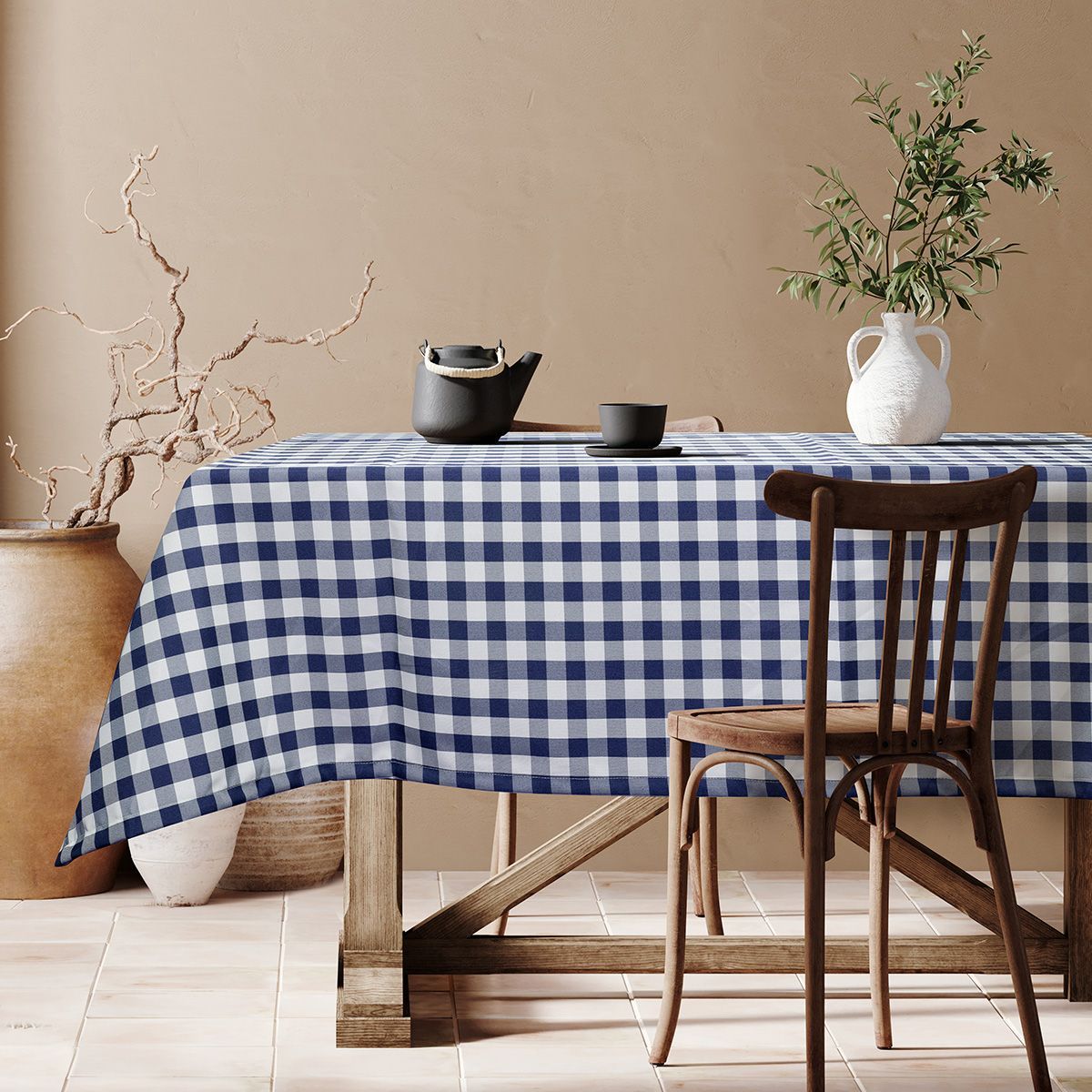 Beauty Home Επαγγελματικό τραπεζομάντηλο Checks Art Ε8013 Μπλε 100x100