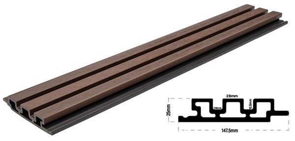 WPC PANEL 2ης ΓΕΝΙΑΣ ΜΕ 3D ΠΗΧΑΚΙΑ 25/147.5mm COFFEE 5530 NewPlan - Image 4