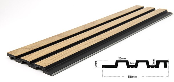 PS PANEL ΜΕ 3D ΠΗΧΑΚΙΑ F4 PIANO 12/122/2900mm NAT.OAK/BLACK NewPlan - Image 3