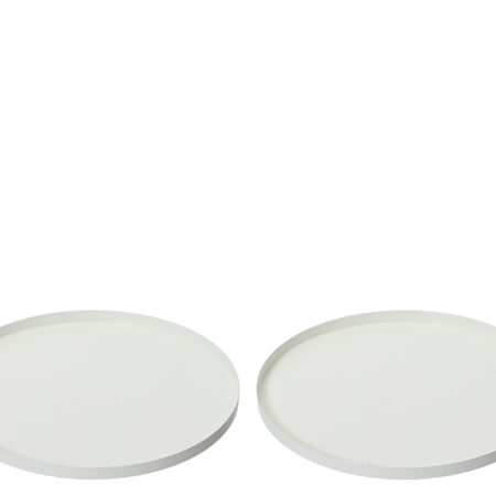 Beauty Home Σετ 2 Στρογγυλοί Μεταλλικοί Διακοσμητικοί Δίσκοι Λευκοί Ø35 cm